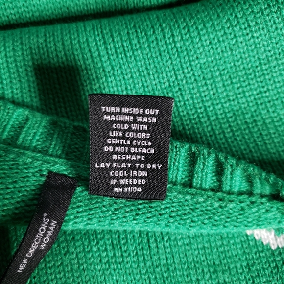 New Directions Green Sheep Christmas Sweater - Picture 5 of 6